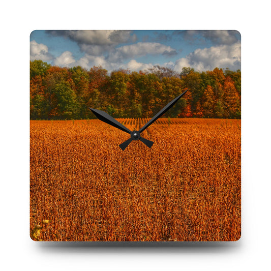 Fall on Murphy Lake I Rustic Farmhouse Acrylic Analog Wall Clock 10.75'' × 10.75'' (Square)
