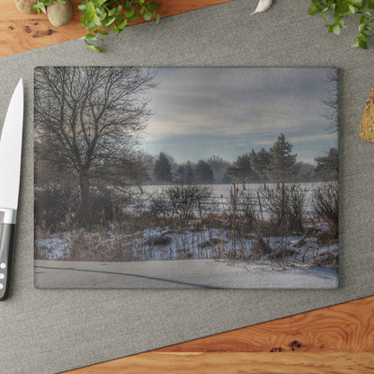 U R There Photography Winter in Mayfield Rustic Farmhouse Tempered-Glass Cutting Board