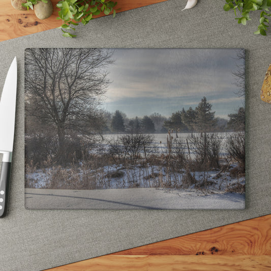 U R There Photography Winter in Mayfield Rustic Farmhouse Tempered-Glass Cutting Board