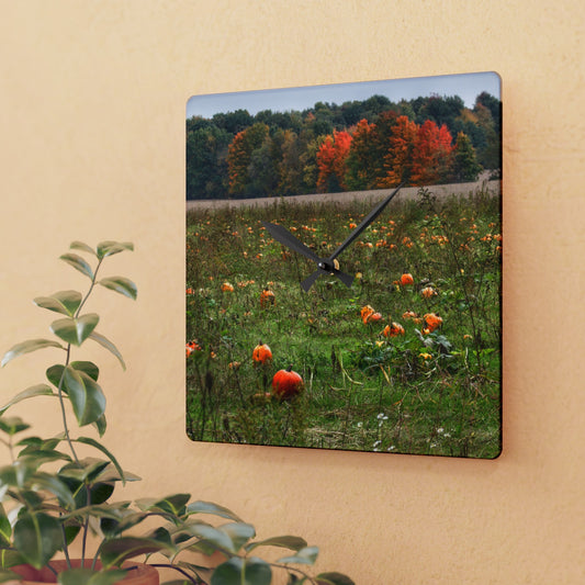 Rustic Farmhouse Wall Clock featuring Once Upon a Pumpkin Patch