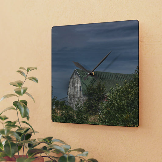 U R There Photography Hill Road Hidden Grey II Rustic Farmhouse Acrylic Analog Wall Clock