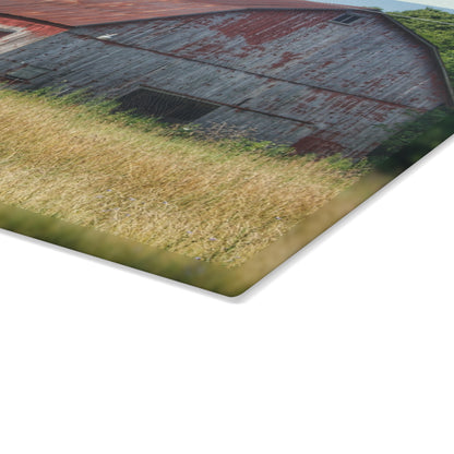U R There Photography Scott Road Red Rustic Farmhouse Tempered-Glass Cutting Board