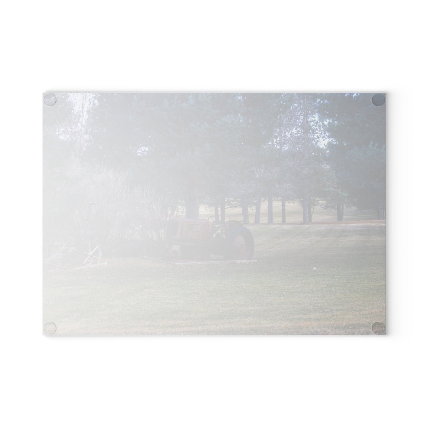 U R There Photography Casey Road Yard Art II Rustic Farmhouse Tempered-Glass Cutting Board