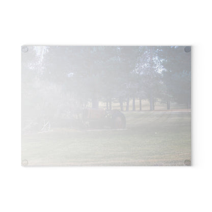 U R There Photography Casey Road Yard Art II Rustic Farmhouse Tempered-Glass Cutting Board