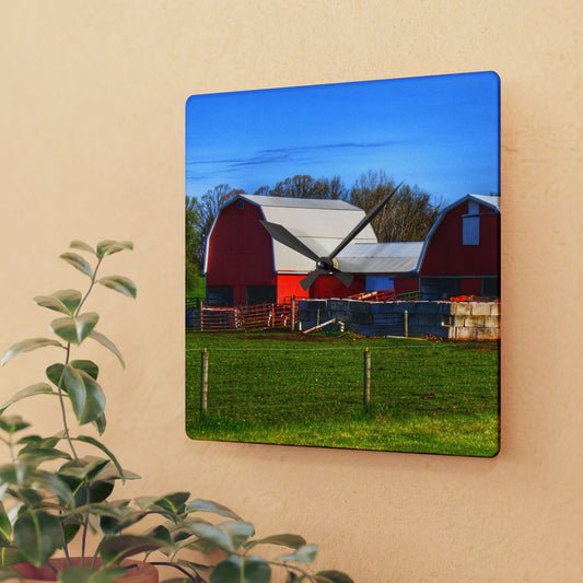 U R There Photography M-15 Reds Rustic Farmhouse Acrylic Analog Wall Clock