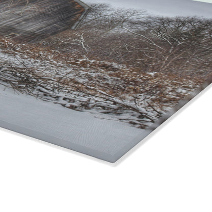 U R There Photography Vassar Road Hidden Grey in Winter Rustic Farmhouse Tempered-Glass Cutting Board