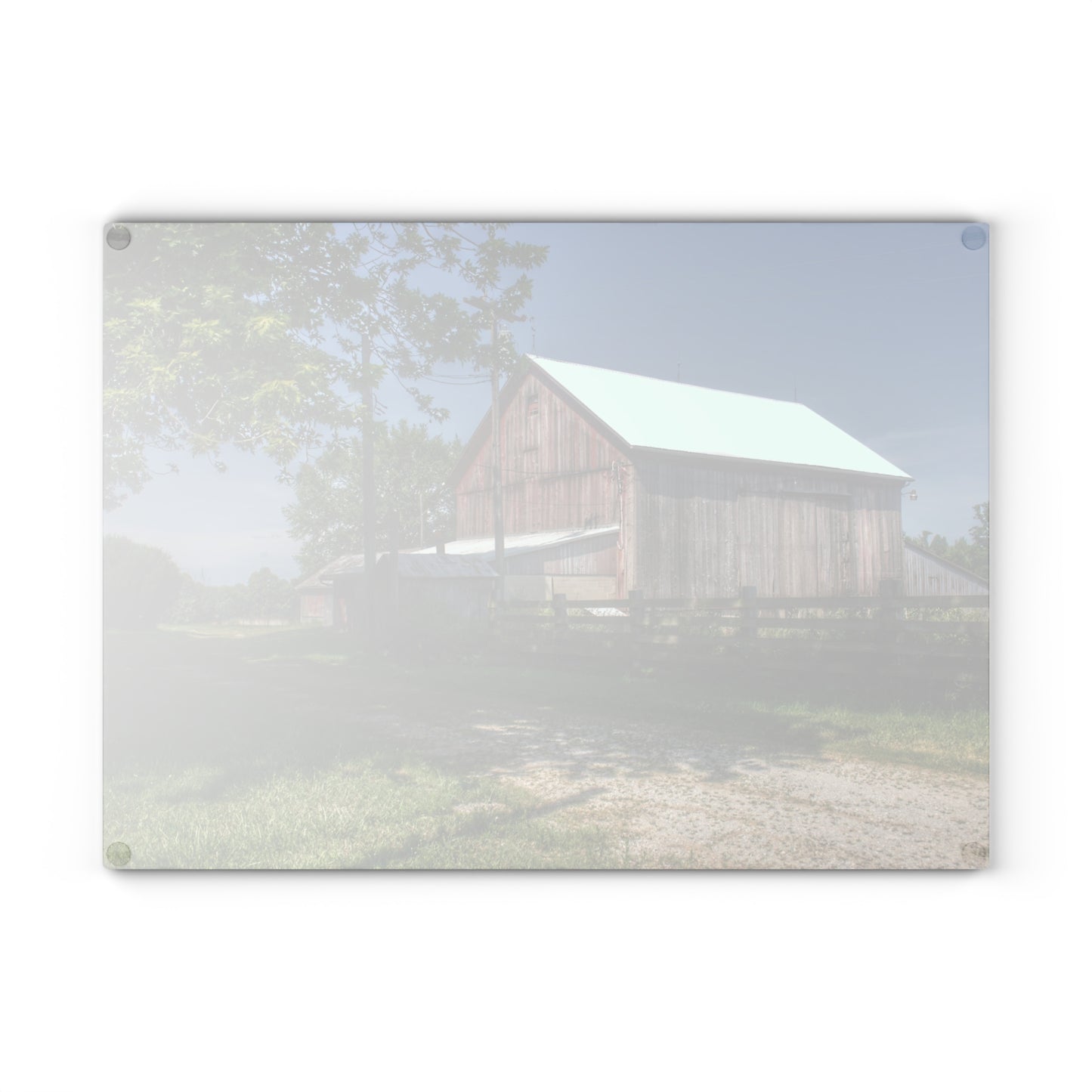 U R There Photography Castle Road Cow Barn II Rustic Farmhouse Tempered-Glass Cutting Board
