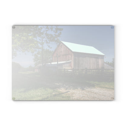 U R There Photography Castle Road Cow Barn II Rustic Farmhouse Tempered-Glass Cutting Board