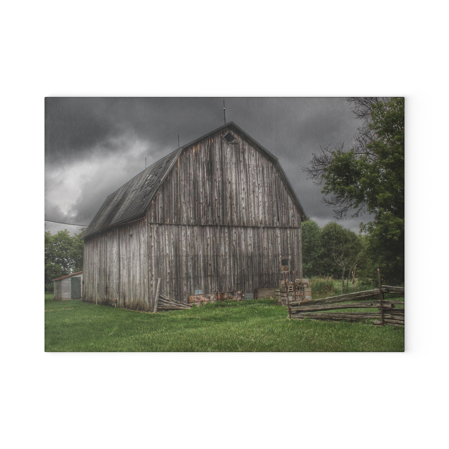 U R There Photography Attica Grey Rustic Farmhouse Tempered-Glass Cutting Board