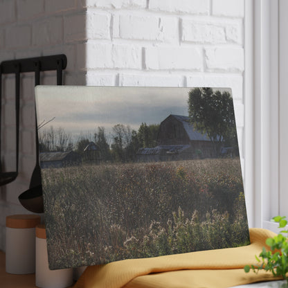 U R There Photography Brown City Road Red Rustic Farmhouse Tempered-Glass Cutting Board