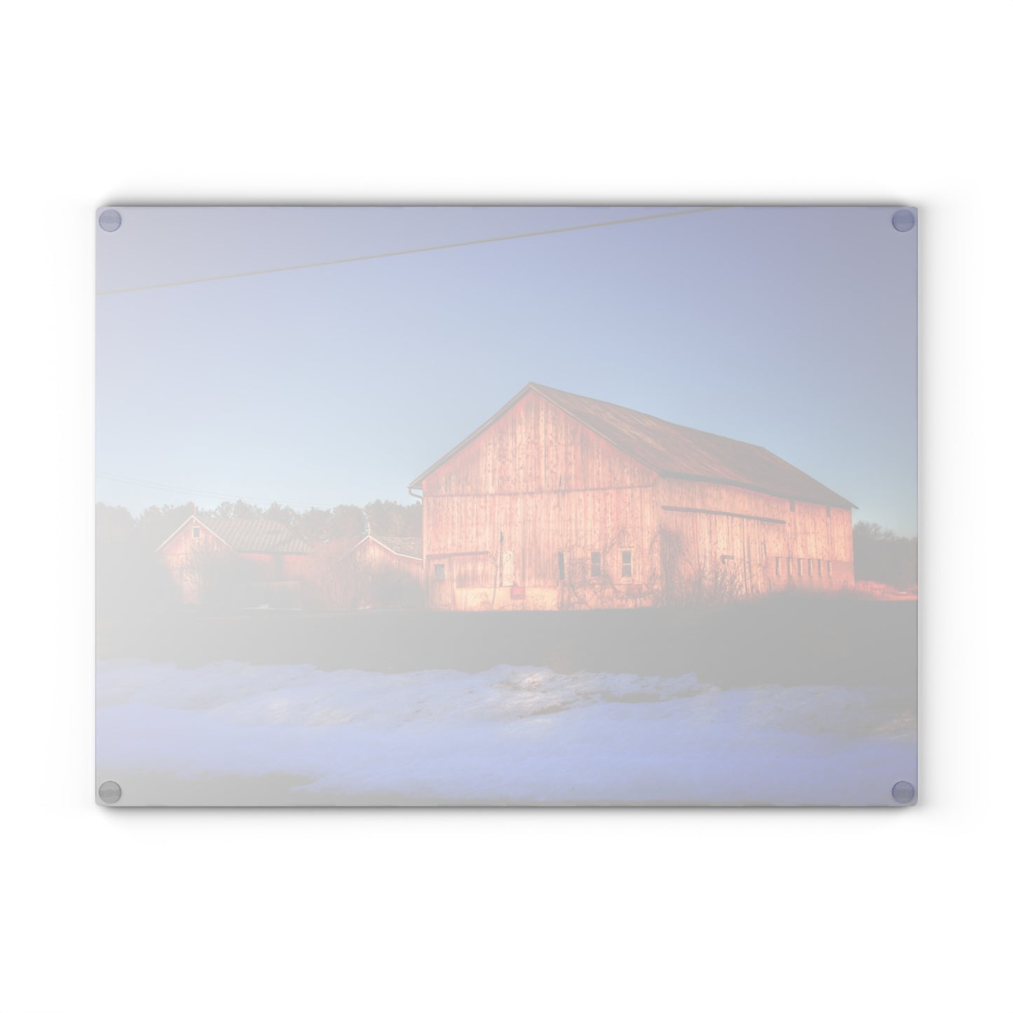 U R There Photography M-15 Reds in Winter Rustic Farmhouse Tempered-Glass Cutting Board