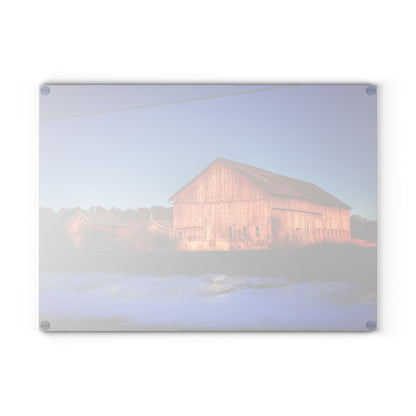 U R There Photography M-15 Reds in Winter Rustic Farmhouse Tempered-Glass Cutting Board