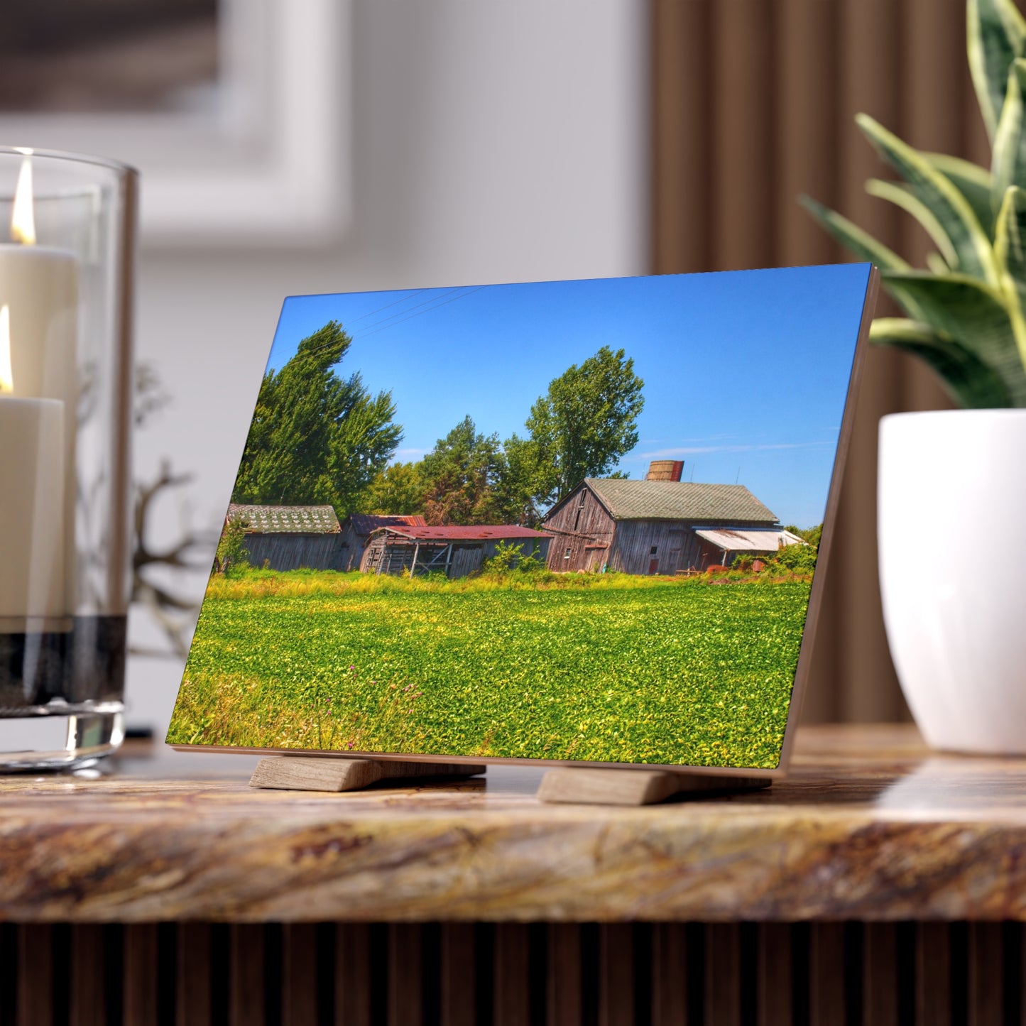 U R There Photography Birch Run Road Greys I Rustic Farmhouse Decorative Ceramic Tile