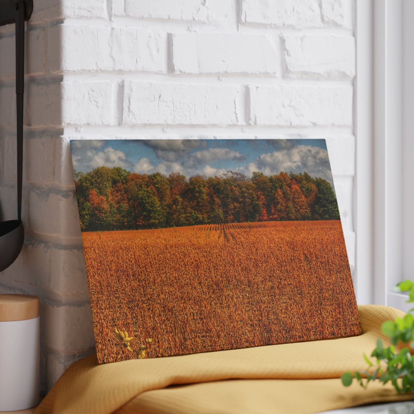 U R There Photography Fall on Murphy Lake I Rustic Farmhouse Tempered-Glass Cutting Board
