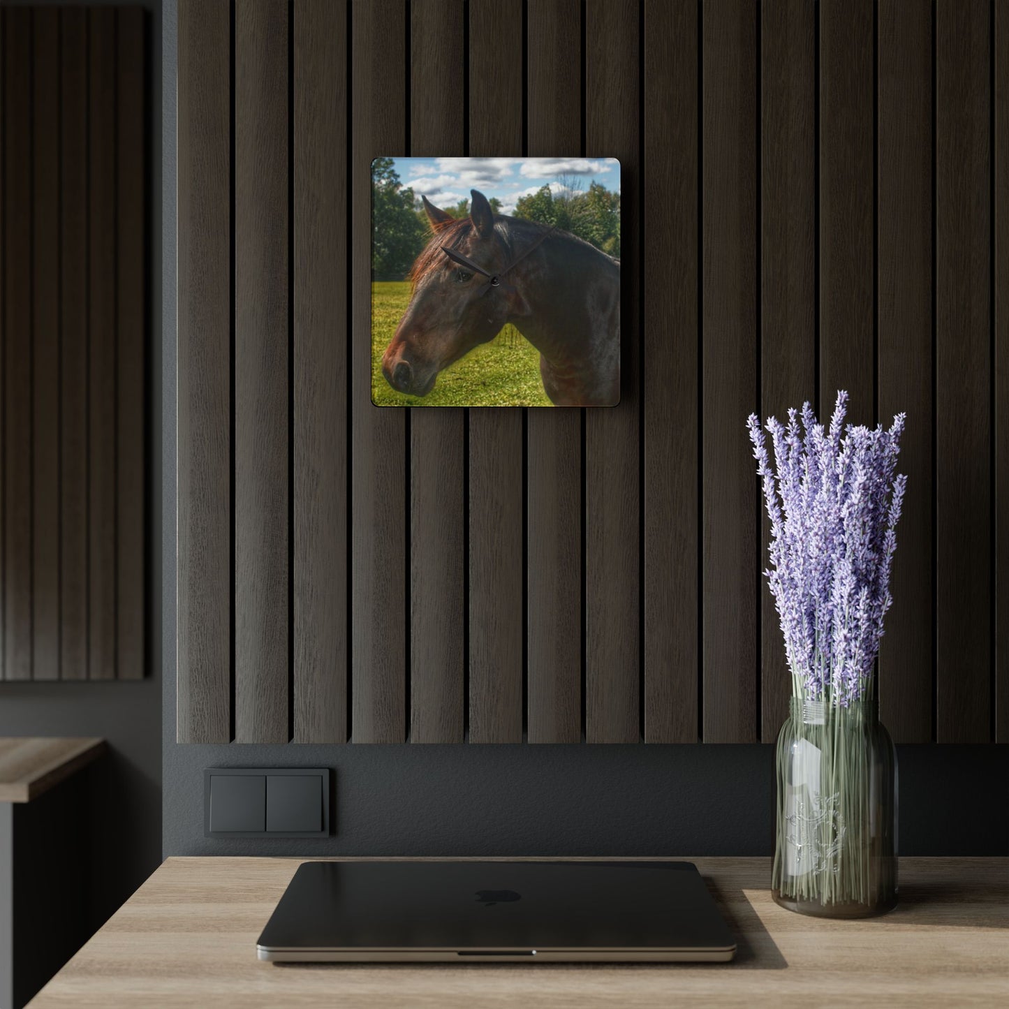 U R There Photography Brown Beauty I Rustic Farmhouse Acrylic Analog Wall Clock