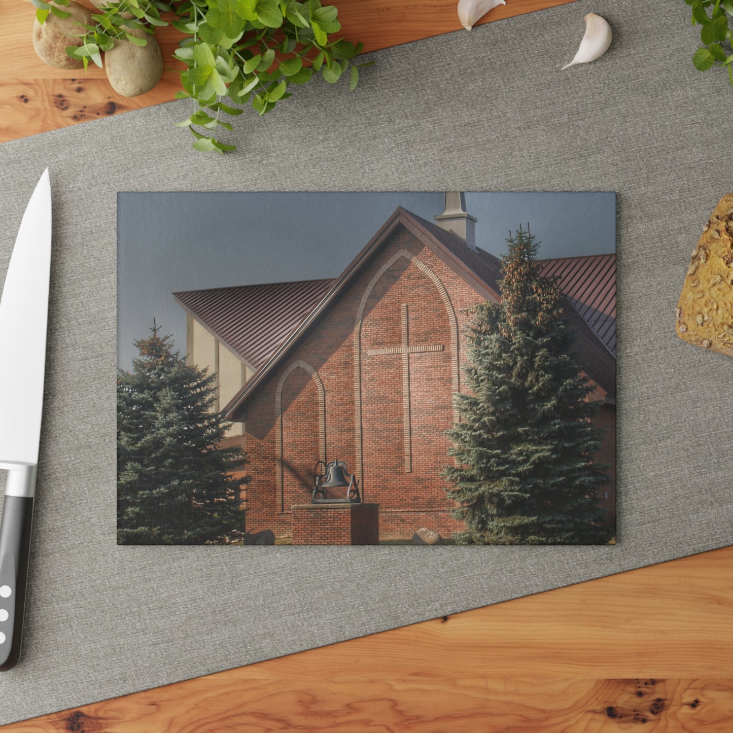 U R There Photography Church on Irish Road Rustic Farmhouse Tempered-Glass Cutting Board