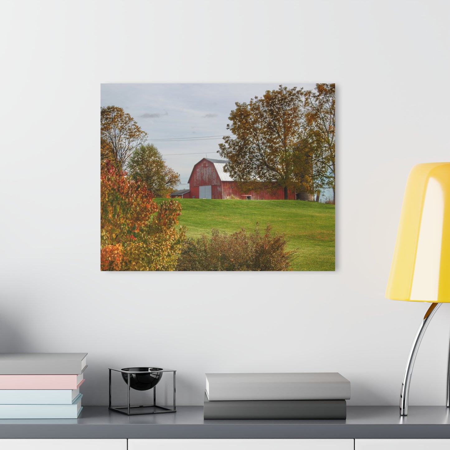 U R There Photography Lyons Road Red Rustic Farmhouse Acrylic Wall Print