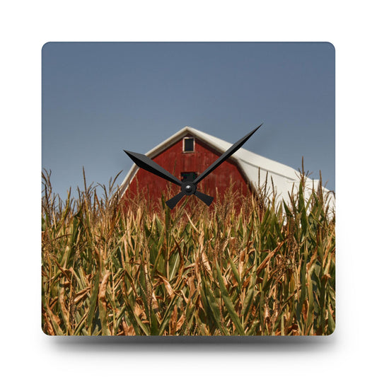 Beyond the Corn Rustic Farmhouse Acrylic Analog Wall Clock 10.75'' × 10.75'' (Square)
