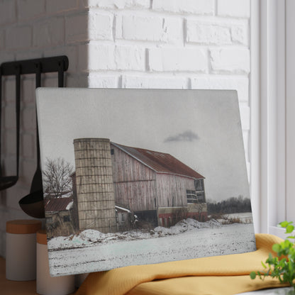 U R There Photography Babcock Road Grey Rustic Farmhouse Tempered-Glass Cutting Board
