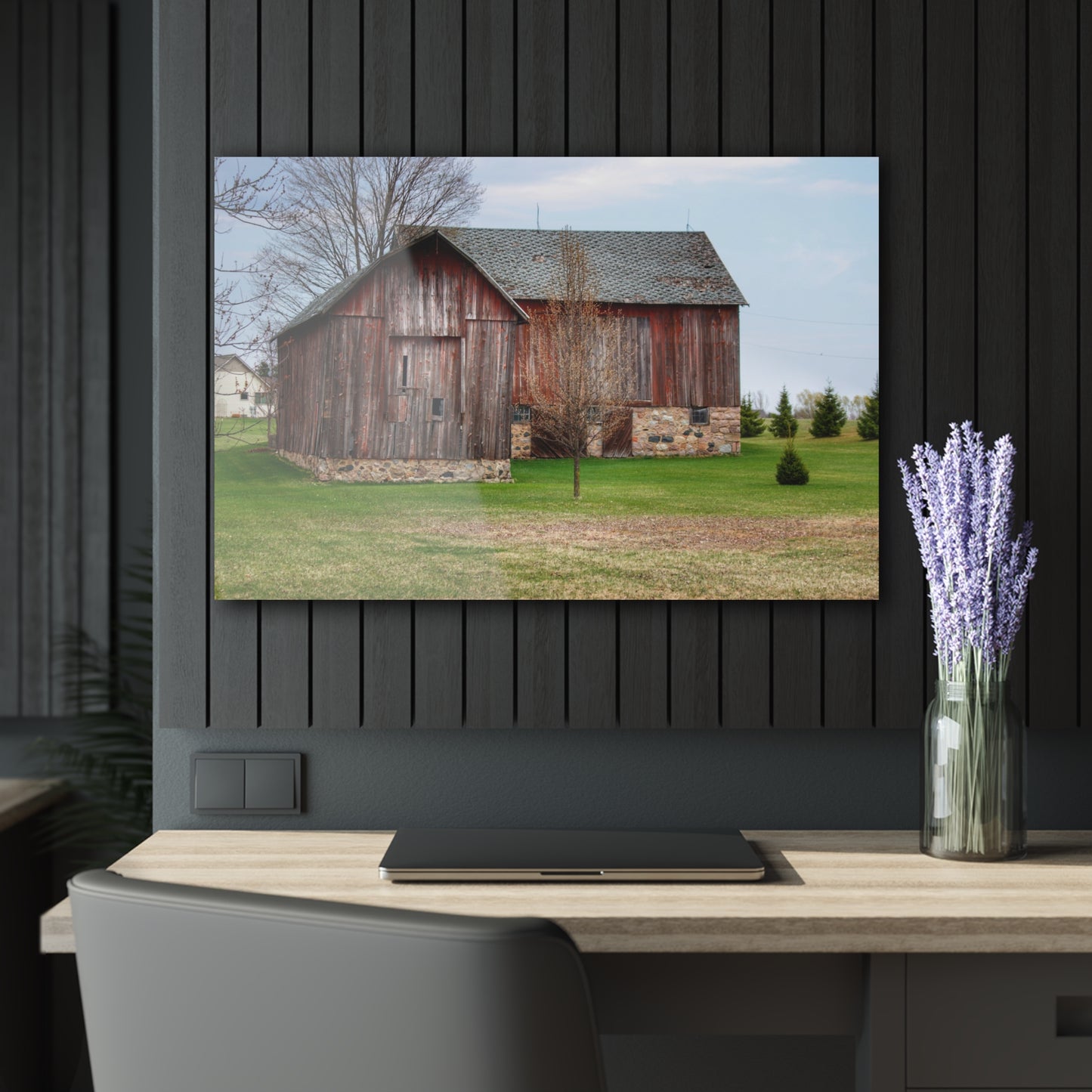 U R There Photography Millington Road Stone Grey Rustic Farmhouse Acrylic Wall Print