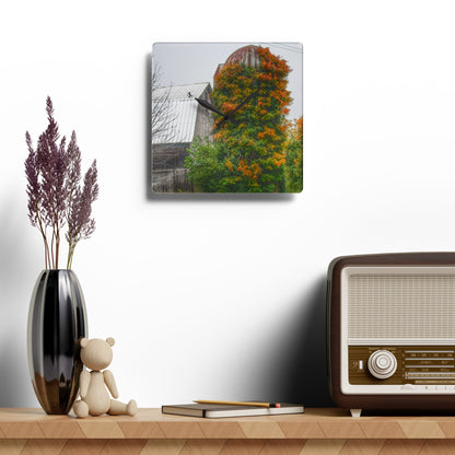 U R There Photography Ludwig Road Oxford Grey and Silo Rustic Farmhouse Acrylic Analog Wall Clock