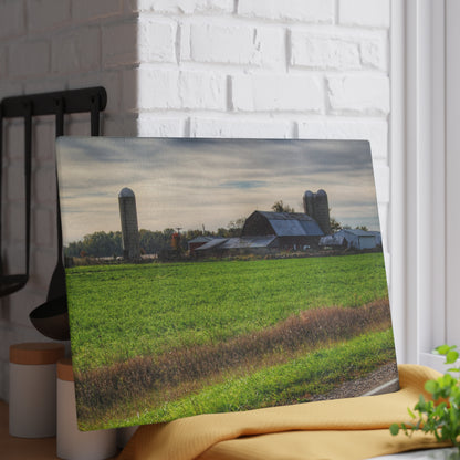 U R There Photography Shepard Road Farm I Rustic Farmhouse Tempered-Glass Cutting Board