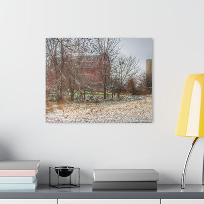 U R There Photography Hough Road Hidden Winter Red II Rustic Farmhouse Acrylic Wall Print