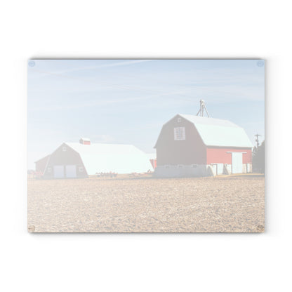 U R There Photography French Road Quilted Red Rustic Farmhouse Tempered-Glass Cutting Board