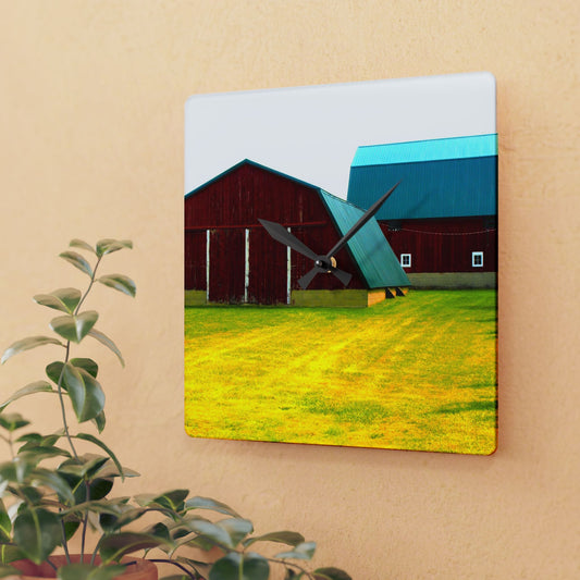 U R There Photography Baldwin Barn Brothers I Rustic Farmhouse Acrylic Analog Wall Clock