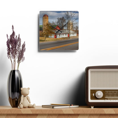 Rustic Farmhouse Wall Clock featuring Newark Road Red