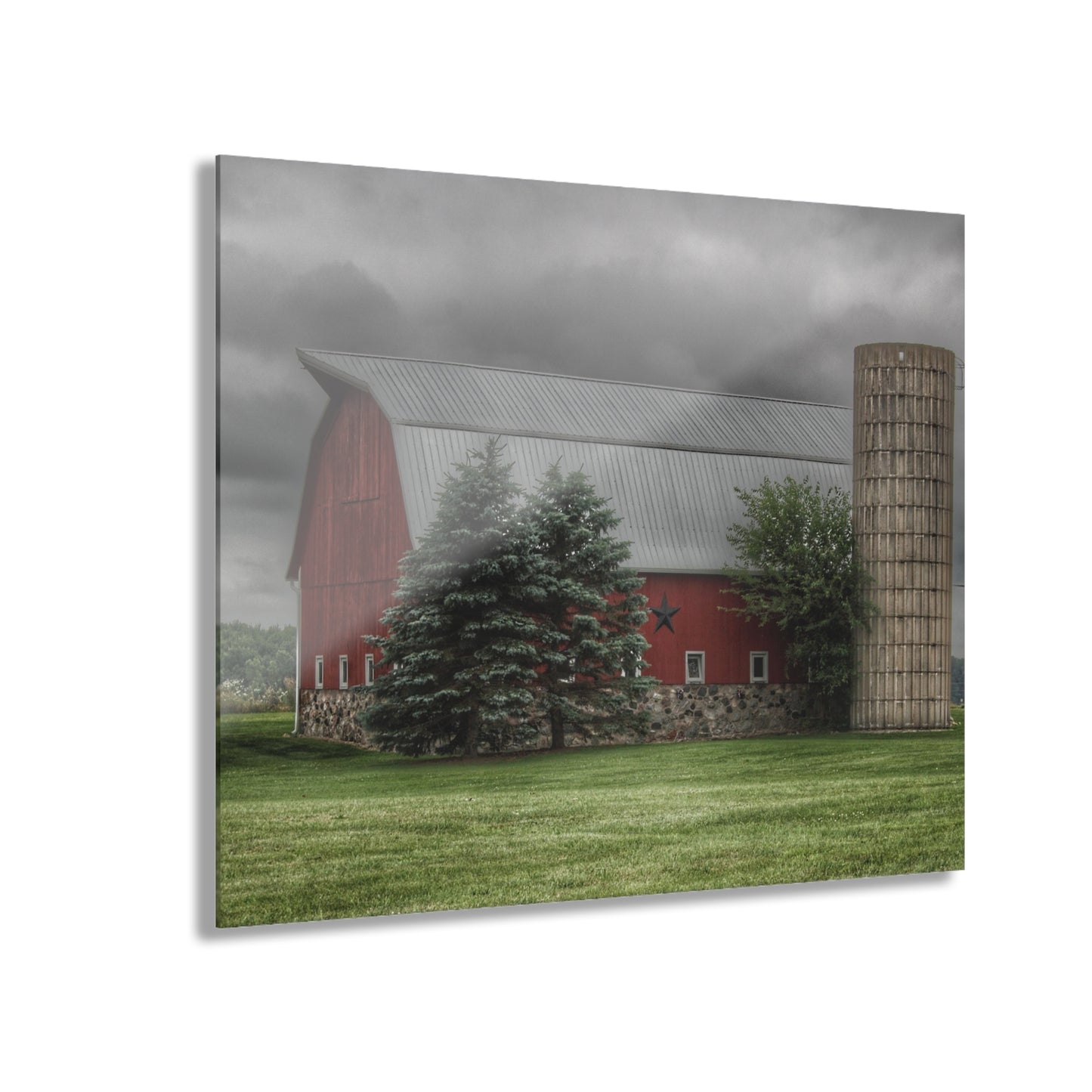 U R There Photography Clifford Road Red and Silo I Rustic Farmhouse Acrylic Wall Print
