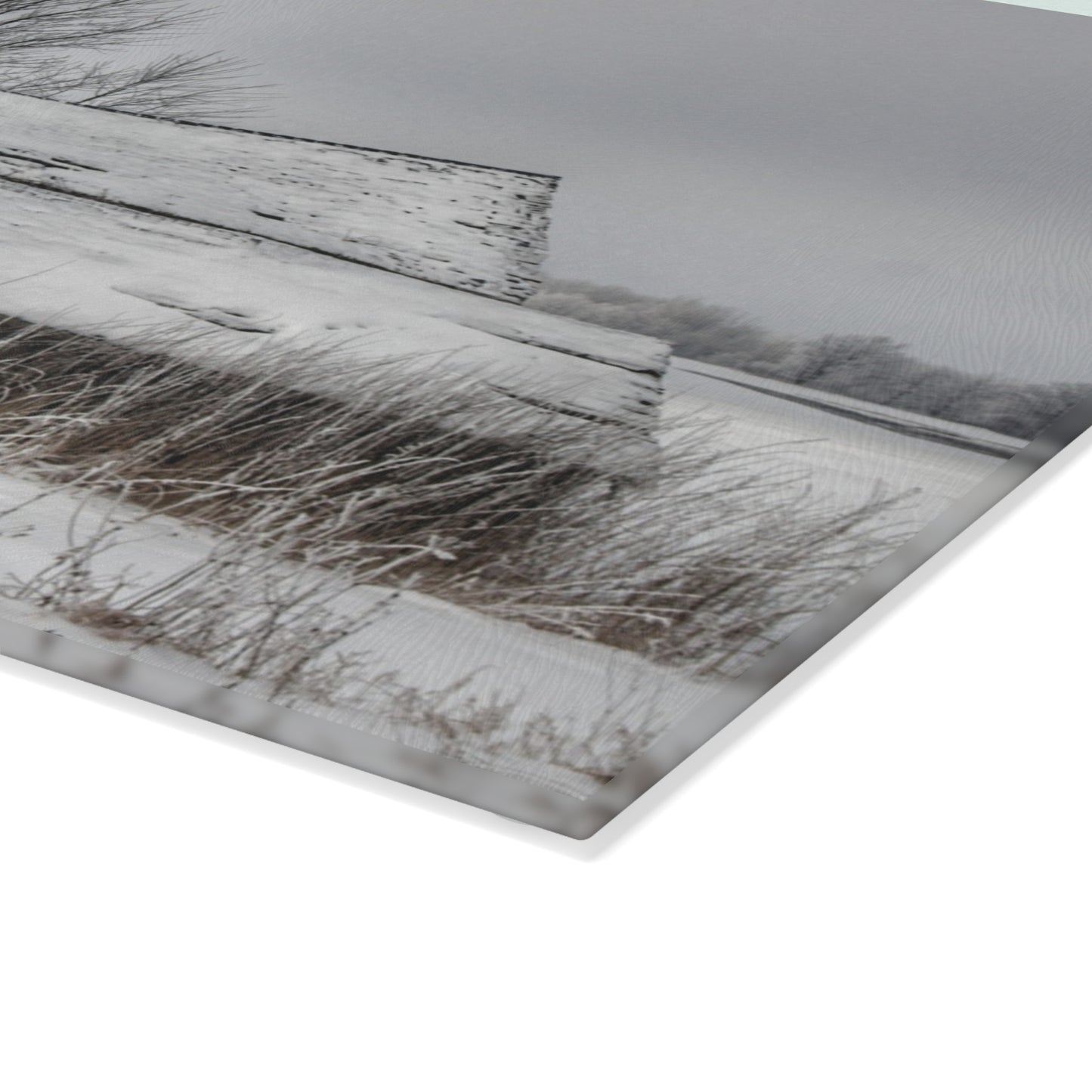 U R There Photography Grey Shacks of Mayville Rustic Farmhouse Tempered-Glass Cutting Board