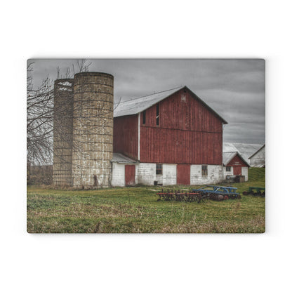 U R There Photography Fostoria Red I Rustic Farmhouse Tempered-Glass Cutting Board