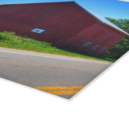 U R There Photography Dryden Road Red Rustic Farmhouse Tempered-Glass Cutting Board