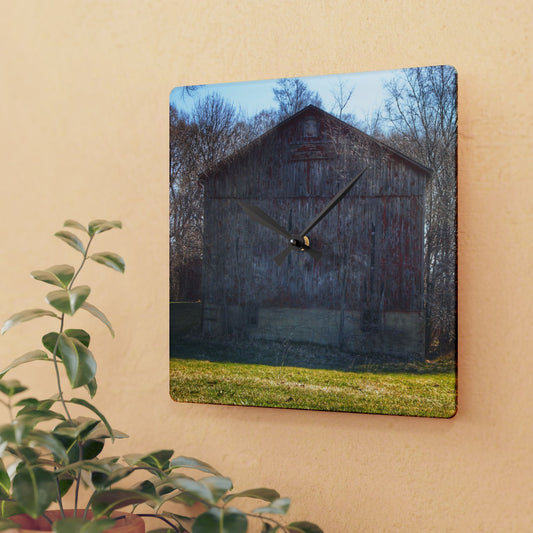 U R There Photography M-15 Red Rustic Farmhouse Acrylic Analog Wall Clock