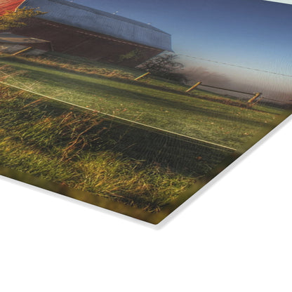 U R There Photography Columbiaville Red I Rustic Farmhouse Tempered-Glass Cutting Board