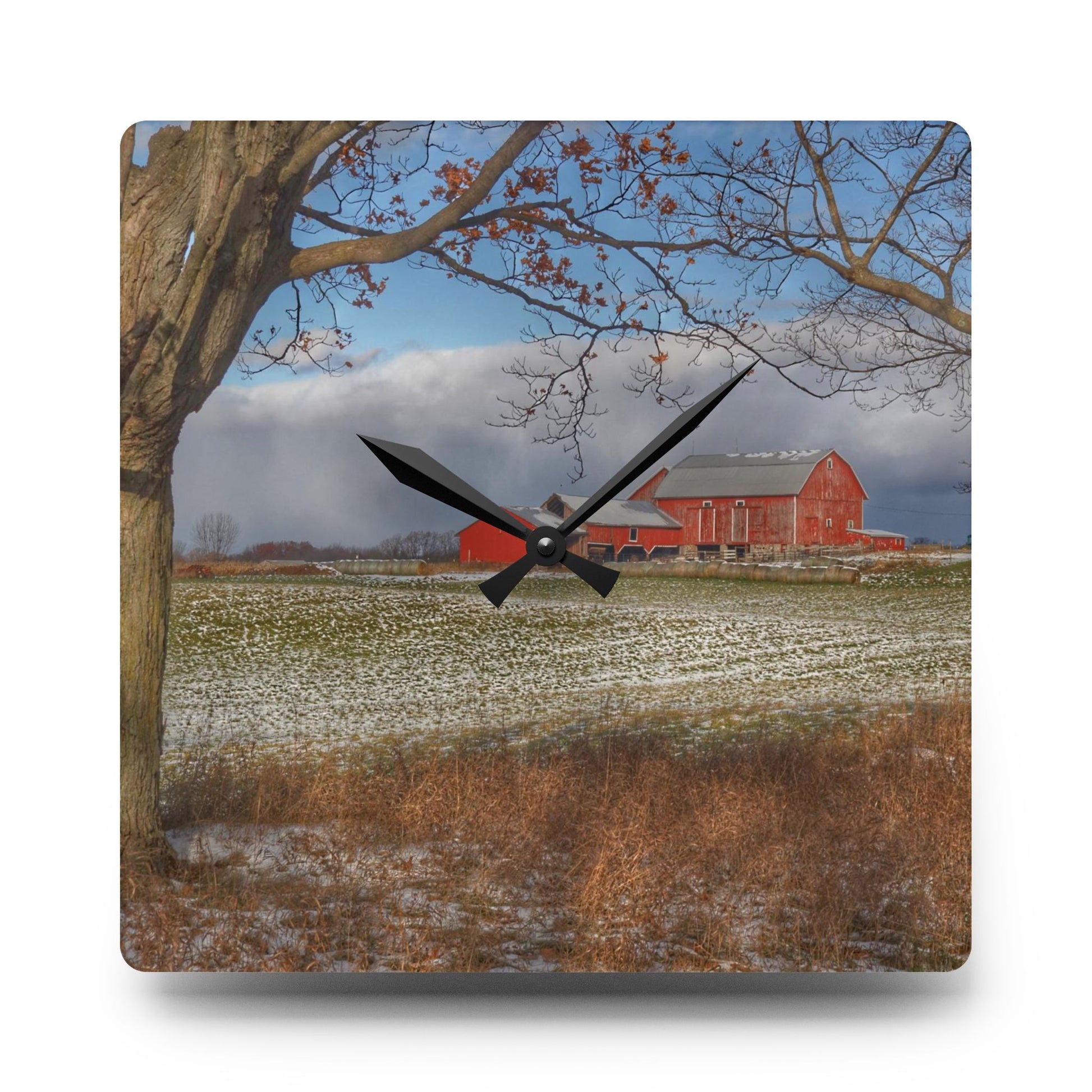 Rustic Farmhouse Wall Clock Featuring Approaching Storm on Edward Road
