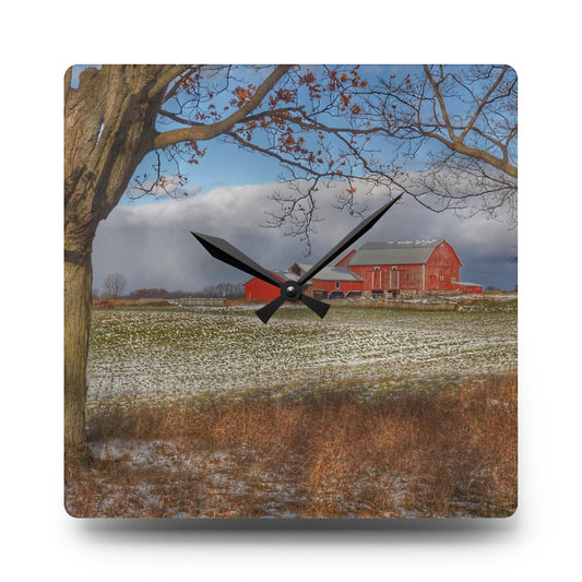 U R There Photography Approaching Storm on Edward Road Rustic Farmhouse Acrylic Analog Wall Clock 10.75'' × 10.75'' (Square)