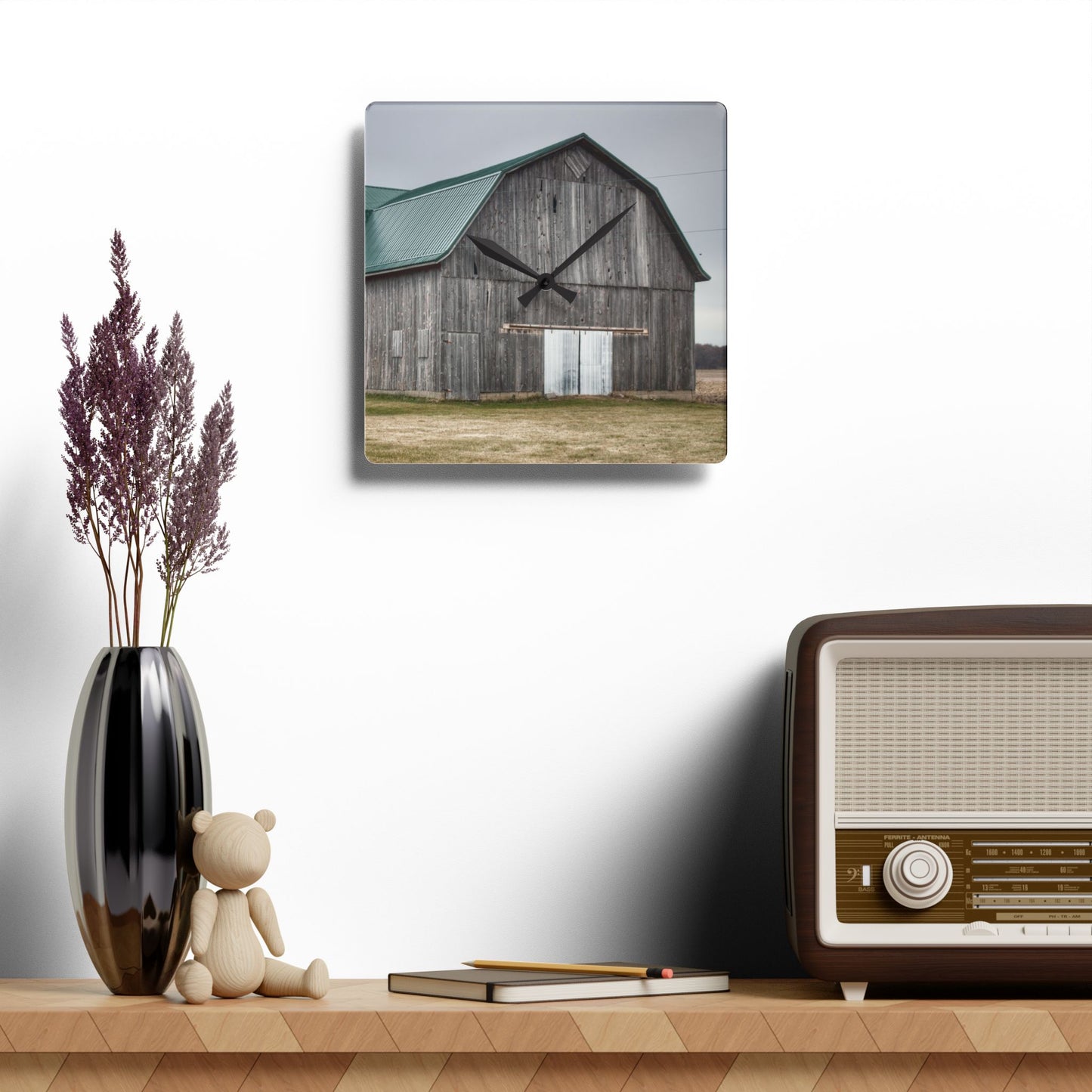 U R There Photography Loomis Road Grey Rustic Farmhouse Tempered-Glass Cutting Board