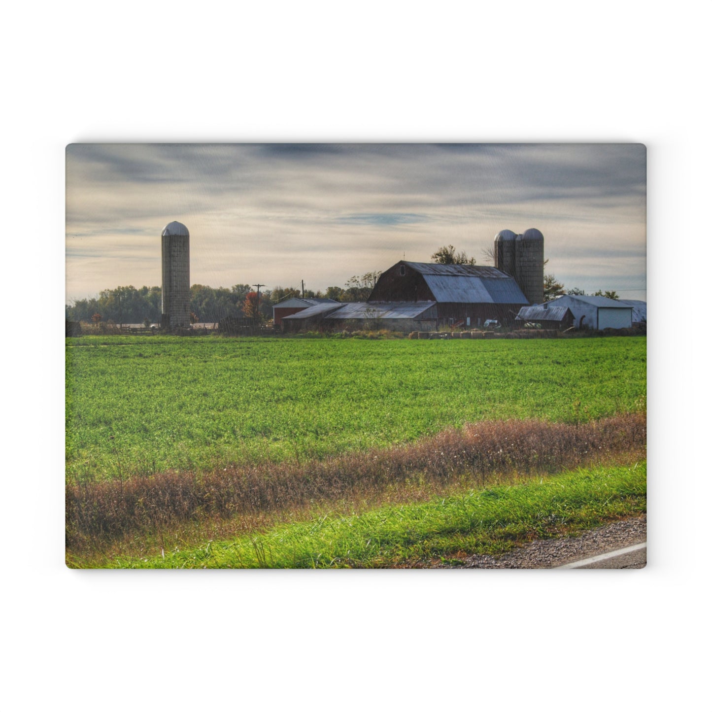 U R There Photography Shepard Road Farm I Rustic Farmhouse Tempered-Glass Cutting Board