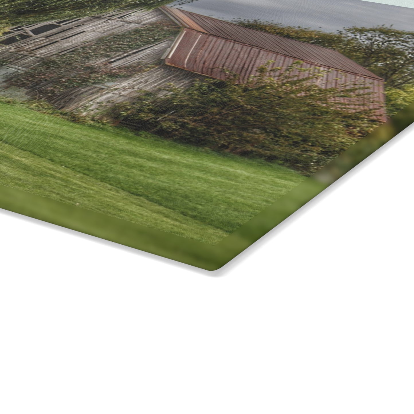 U R There Photography McDowell Road Grey Rustic Farmhouse Tempered-Glass Cutting Board