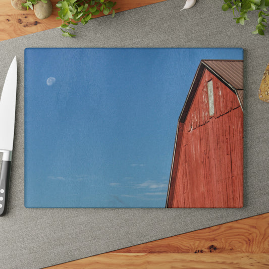 U R There Photography Fargo Road Red II Rustic Farmhouse Tempered-Glass Cutting Board