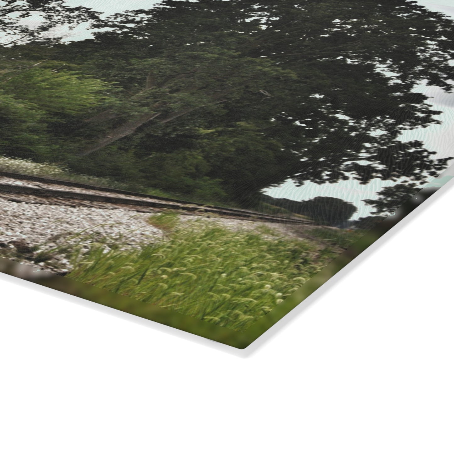 U R There Photography Michigan Rails Rustic Farmhouse Tempered-Glass Cutting Board