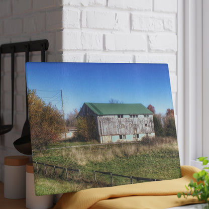 U R There Photography Hadley White Rustic Farmhouse Tempered-Glass Cutting Board