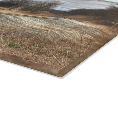 U R There Photography Aside the Tracks in Holly Rustic Farmhouse Tempered-Glass Cutting Board