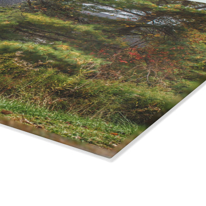 U R There Photography Green Corners Road Hidden Red Rustic Farmhouse Tempered-Glass Cutting Board