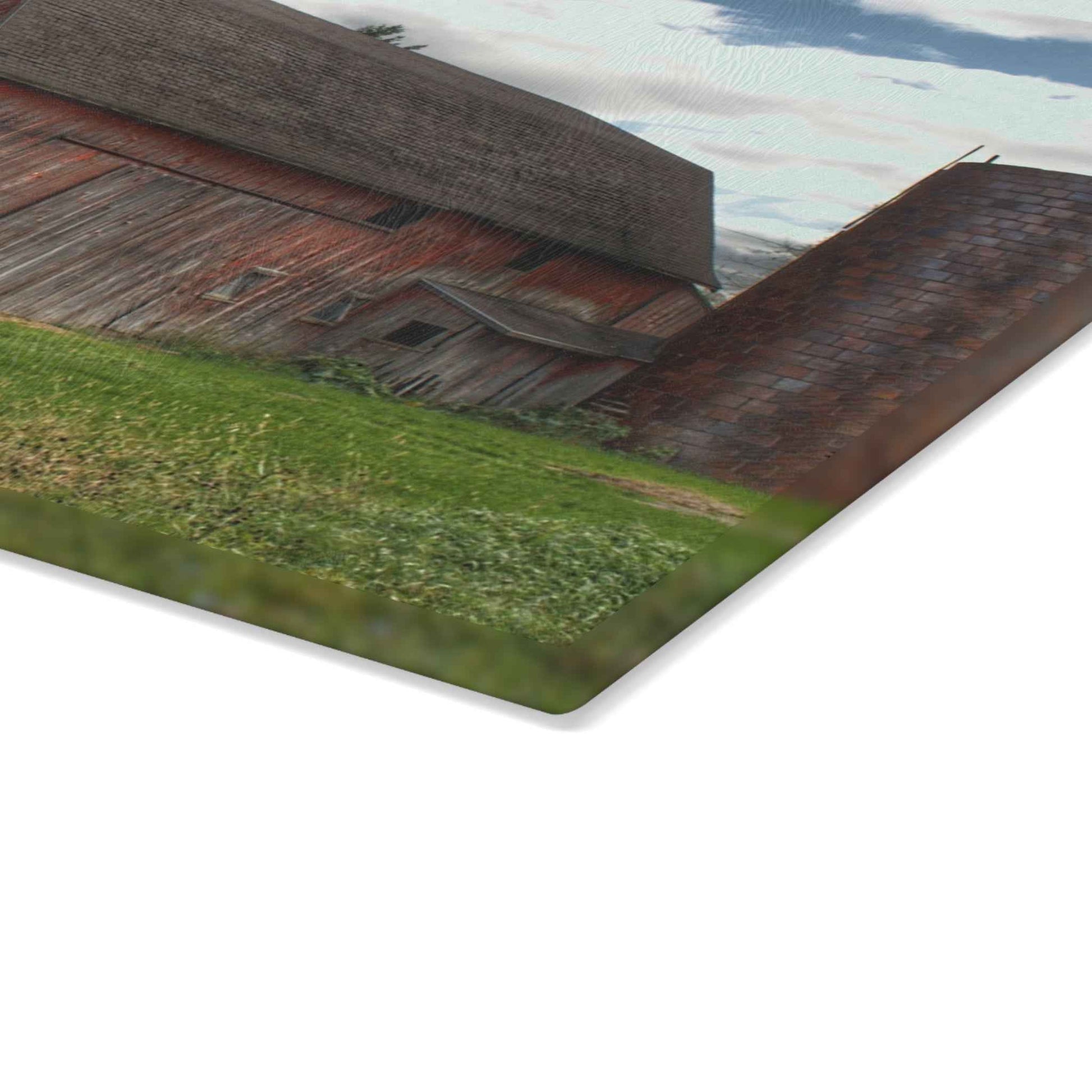 U R There Photography Baldwin Road Red I Rustic Farmhouse Tempered-Glass Cutting Board