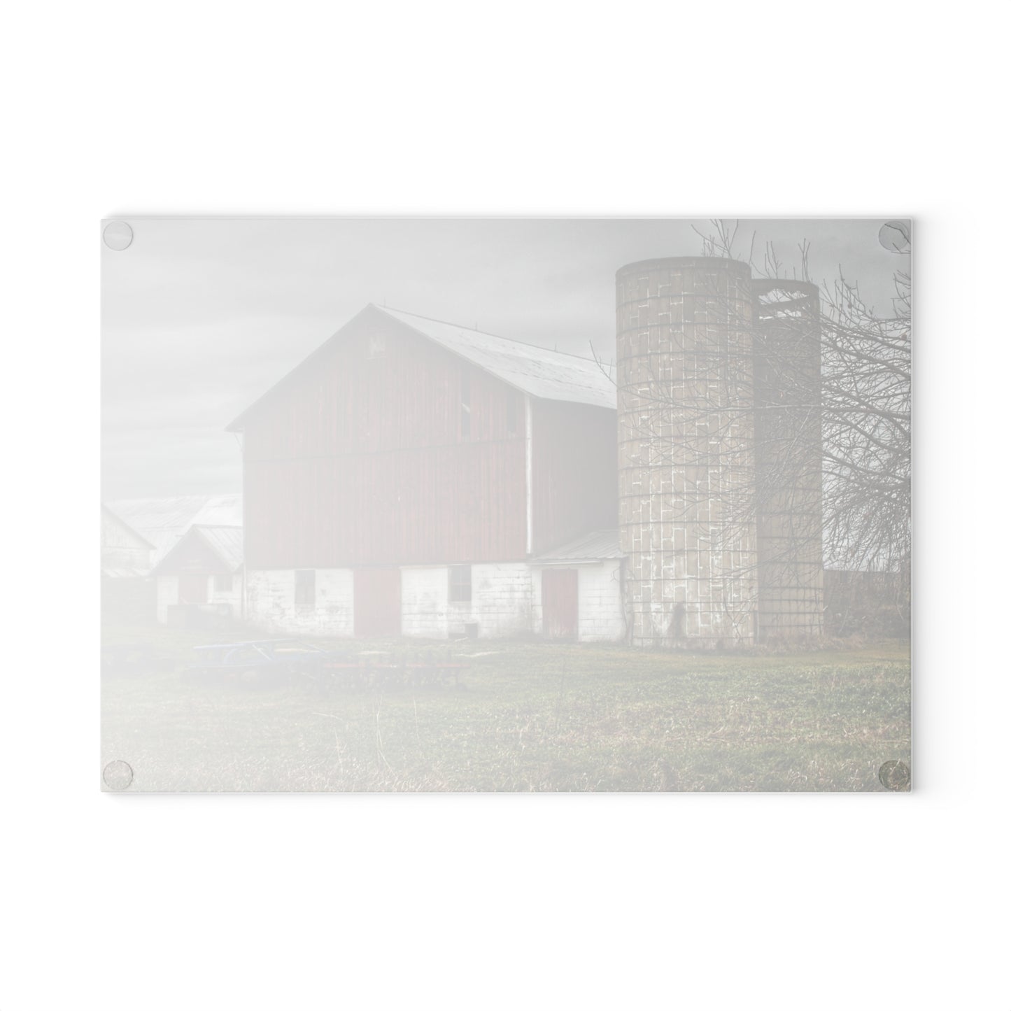 U R There Photography Fostoria Red I Rustic Farmhouse Tempered-Glass Cutting Board