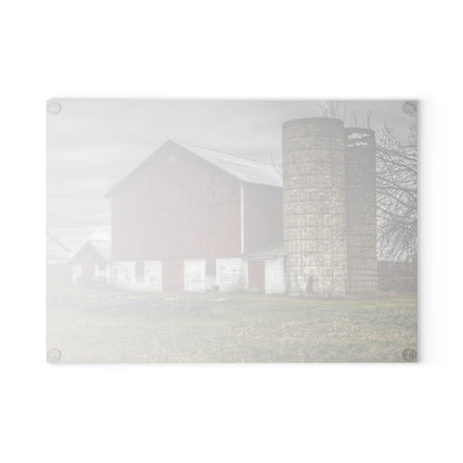 U R There Photography Fostoria Red I Rustic Farmhouse Tempered-Glass Cutting Board