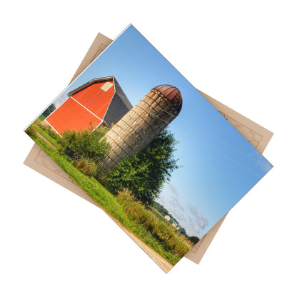 August Red and Silo Rustic Farmhouse Decorative Ceramic Tile